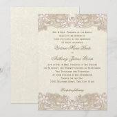 Victoriaans Floral Lace Design Wedding Kaart (Voorkant / Achterkant)