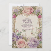 Victoriaans Floral Ornamenten Wedding Kaart (Voorkant)