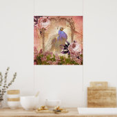 Victoriaans Floral Peacock Poster (Keuken)