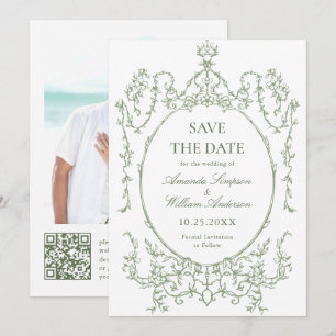 Victoriaans Floral Sage Green Wedding Foto Save The Date