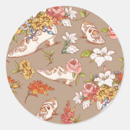 Victoriaans Floral Shoes Flowers  Girly Ronde Sticker