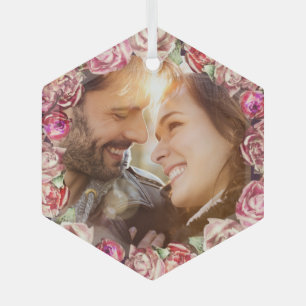 Victoriaans  Floral Wedding Persoonlijk Glas Ornament