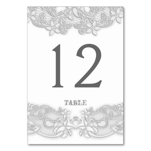 Victoriaans Floral Zilver Grijs Tafel Kaart (Voorkant)