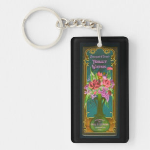 Victoriaans florale franse parfum etiket vintage sleutelhanger