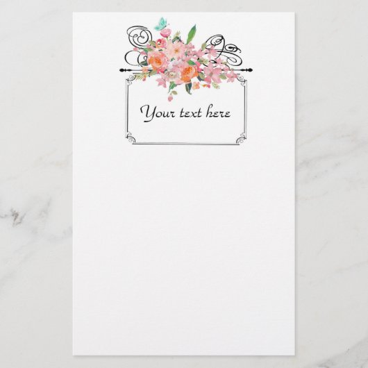 Victoriaans florale hangende bruiloft briefpapier (Voorkant)