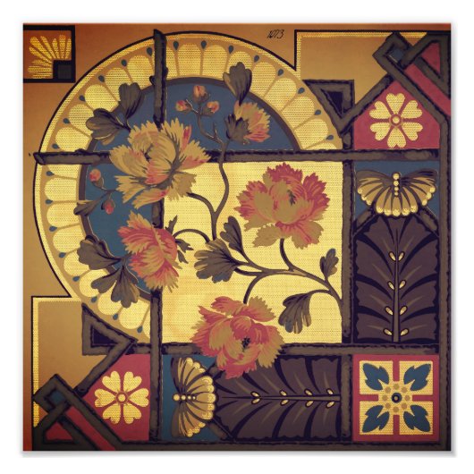 Victoriaans florale kunst elegant foto afdruk (Voorkant)