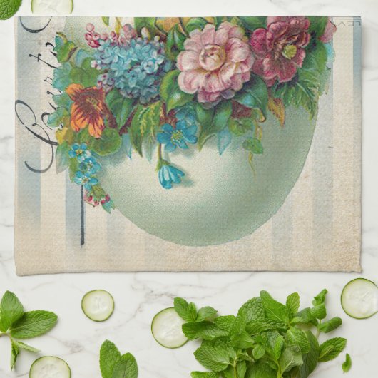 Victoriaans Flower Easter Egg Theedoek (Gevouwen)