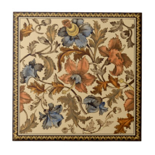 Victoriaans Flower Strewn Transferware 1880s Repro Tegeltje