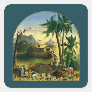  Victoriaans Folk Art, Noah's Ark van Hidley Vierkante Sticker
