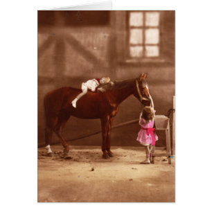 Victoriaans foto: Schattige kinderen met paard
