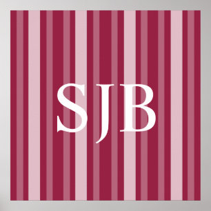 Victoriaans frambozenstrook met monogram poster