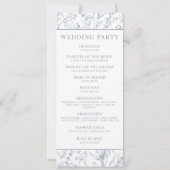 Victoriaans Frans blauw bloemenbruiloft programma (Achterkant)