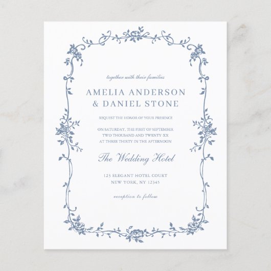 Victoriaans  Frans Foto QR Code Bruiloft Flyer (Voorkant)