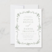 Victoriaans  Frans Foto QR Code Bruiloft Kaart (Voorkant)