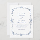 Victoriaans  Frans Foto QR Code Bruiloft Kaart (Voorkant)