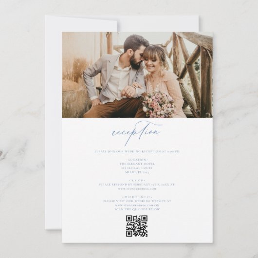 Victoriaans  Frans Foto QR Code Bruiloft Kaart (Achterkant)