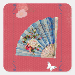 Victoriaans Franse chocolade Kaart Vierkante Sticker