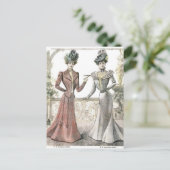 Victoriaans Franse Mode Briefkaart (Staand voorkant)