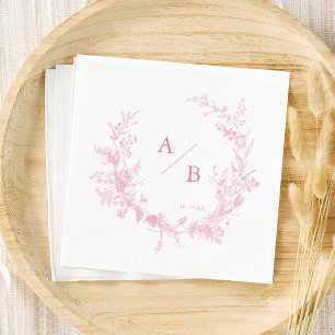 Victoriaans Franse Toile Roze bruiloft Monogram Servet