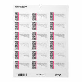 Victoriaans Fuchsia Pink en White Damask Etiket (Full Sheet)