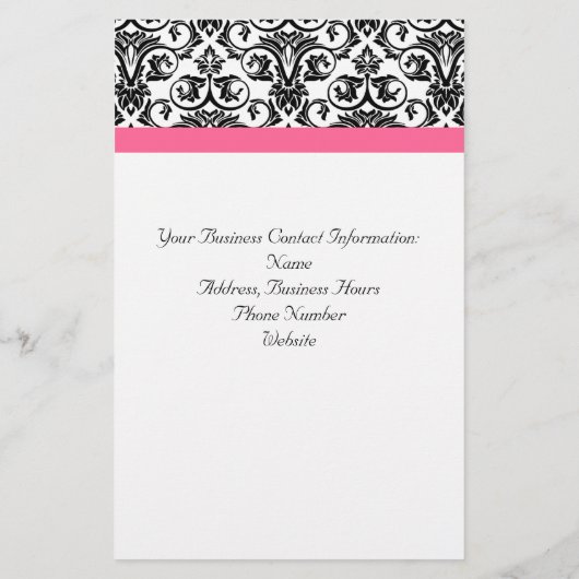 Victoriaans Fuchsia Pink en White Damask Flyer (Achterkant)