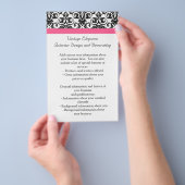 Victoriaans Fuchsia Pink en White Damask Flyer (Hand)