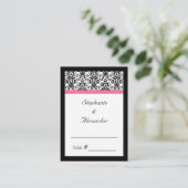 Victoriaans Fuchsia Pink en White Damask Plaatskaartje