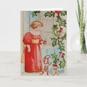 Victoriaans Gardener-kerstWenskaart Feestdagen Kaart