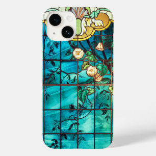 Victoriaans gebrandschilderde glaslook floral blau Case-Mate iPhone 14 hoesje