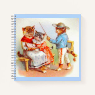 Victoriaans geklede poesjes familie print notitieboek
