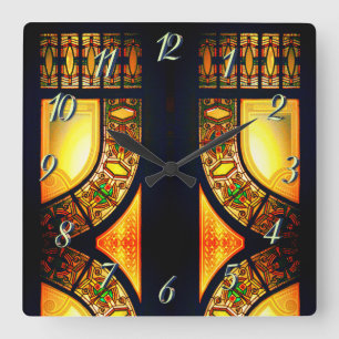 Victoriaans gekleurd glas, elegant vierkante klok
