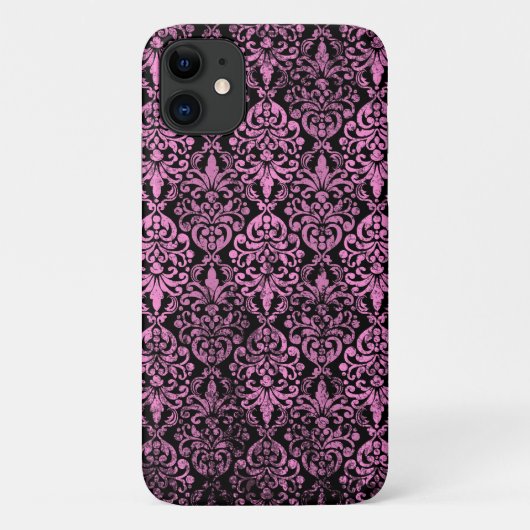 Victoriaans gekrompen, versleten, roze, zwarte Dam Case-Mate iPhone Case (Achterkant)