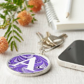 Victoriaans gemarmerd papier, aangepast Initiaal Sleutelhanger (Zijkant)