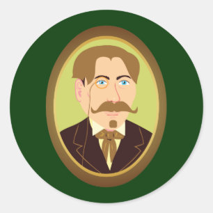 Victoriaans Gentleman Portrait Ronde Sticker