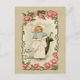 Victoriaans Girl Fair Days  reproductie Briefkaart