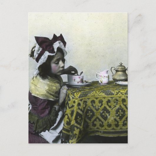 Victoriaans Girl Tea Time  Magic Lantern Briefkaart (Voorkant)