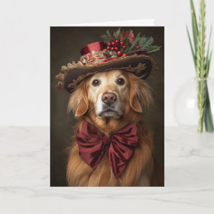 Victoriaans Golden Retriever Christmas Feestdagen Kaart
