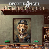 Victoriaans Golden Retriever Dog -Decoupage- Tissuepapier