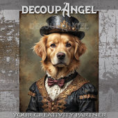 Victoriaans Golden Retriever Dog -Decoupage- Tissuepapier