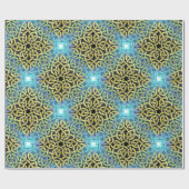 Victoriaans Golden Trim Aqua Background Cadeaupapier (Vlak)