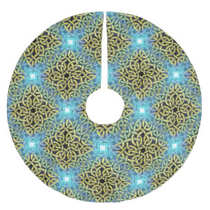 Victoriaans Golden Trim Aqua Background Kerstboom Rok