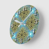 Victoriaans Golden Trim Aqua Background Ronde Klok (Hoek)