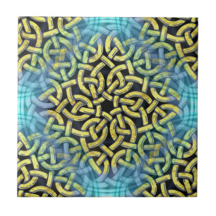 Victoriaans Golden Trim Aqua Background Tegeltje