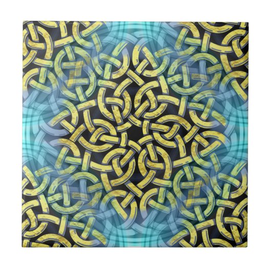 Victoriaans Golden Trim Aqua Background Tegeltje (Voorkant)