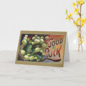 Victoriaans Good Luck Wenskaart Kaart (Gele Bloem)