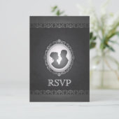 Victoriaans Gothic Cameo Wedding RSVP (Staand voorkant)