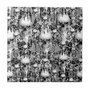 Victoriaans Gothic Lace-schedel Tegeltje