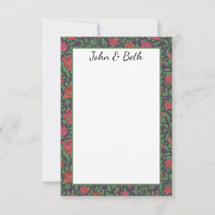 Victoriaans Gothic Perfect Red & Fuchsia Rozen Bedankkaart