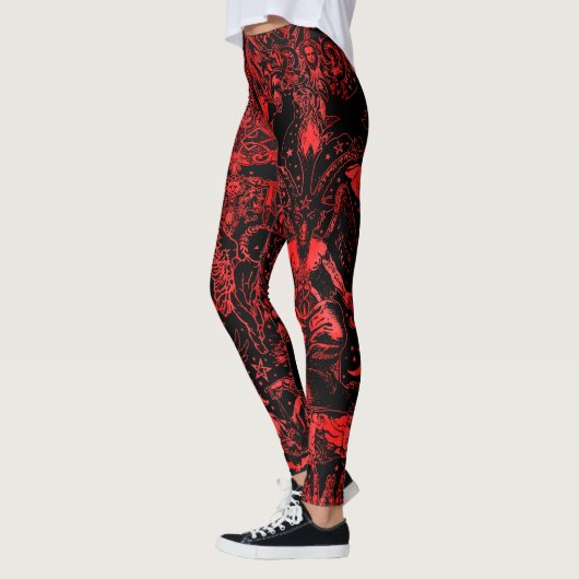 Victoriaans gothische baphomet met groot patroonro leggings (Links)