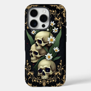 Victoriaans gotiek met schedels en bloemen iPhone 16 pro hoesje